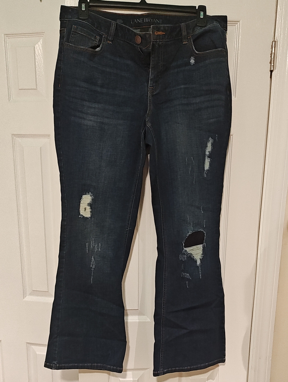 Lane Bryant Dark Blue Distressed Wide Leg Jeans